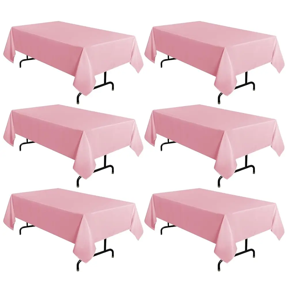 

6 Pa Pink Tablecloth 60 X 102 H, Rec Table Cloth For 6 Feet Table - Stain And Wrinkle Resistant Washable Polyester Table Cover