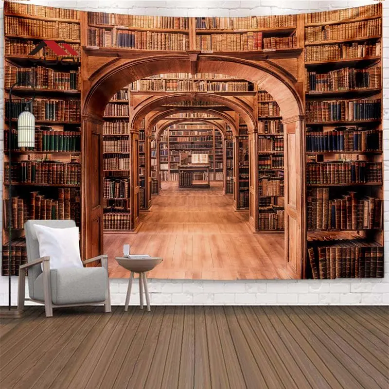 

Bookcase Pattern 3D Printed Tapestry Home Decoration Art Tapestry Wine Cabinet Decoration Background Wall Sofa Tapestry 6 Sizes