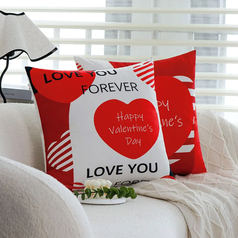 45x45 Valentine'S Day Printing Soft Decorative Cushion Cover Living Room Decor Sofa Throw Pillow Cover Zipper Pillowcase Sweet