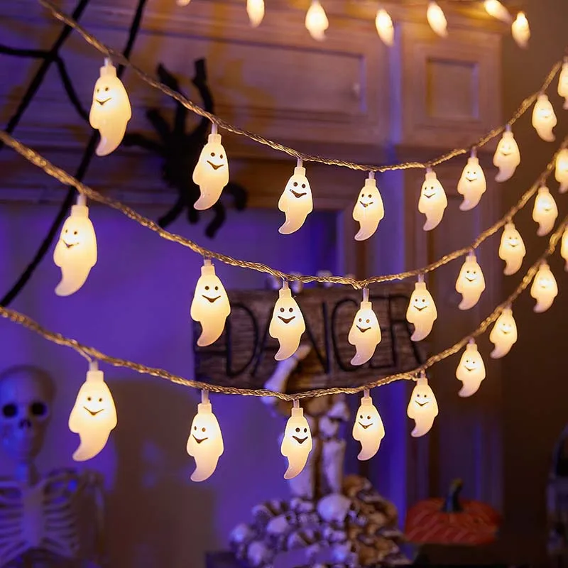 Đèn dây Halloween LED 20LED với mắt phát sáng bí ngô ma dơi, trang trí pin USB cho tiệc trong nhà ngoài trời trang trí vườn nhà