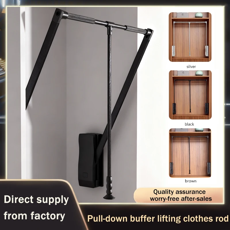 

Pull Down Hanging Rod Retractable Clothes Rail Lifting Rack With Soft Close For Wardrobe Walk In Closet Household Use