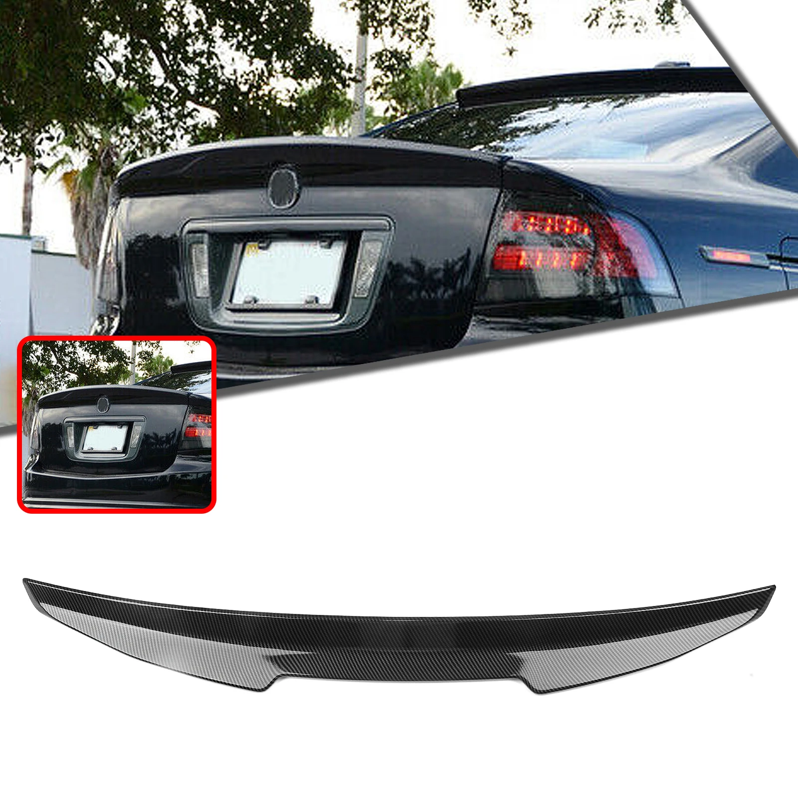 

Carbon Fiber Look/Gloss Black Tail Tailgate Splitter Lip Rear Trunk Lid Spoiler Wing Deflector For 2004-2008 Honda Acura TL