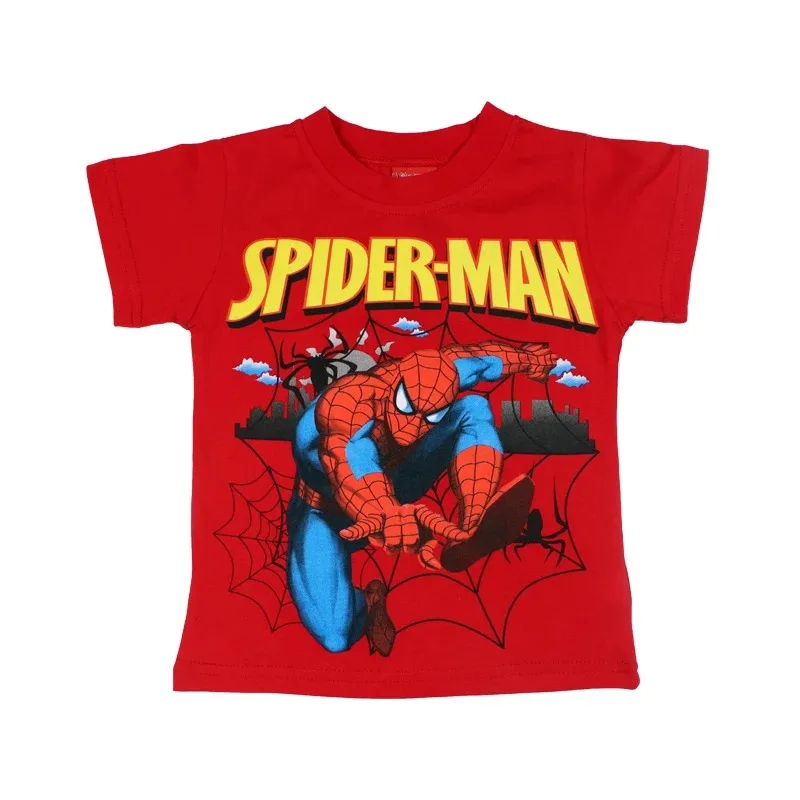 2024 New Boy T-shirt Summer Short-sleeved Children\'s Cotton Baby kids Clothes Spiderman McQueen Fashion 3-14 Years Old