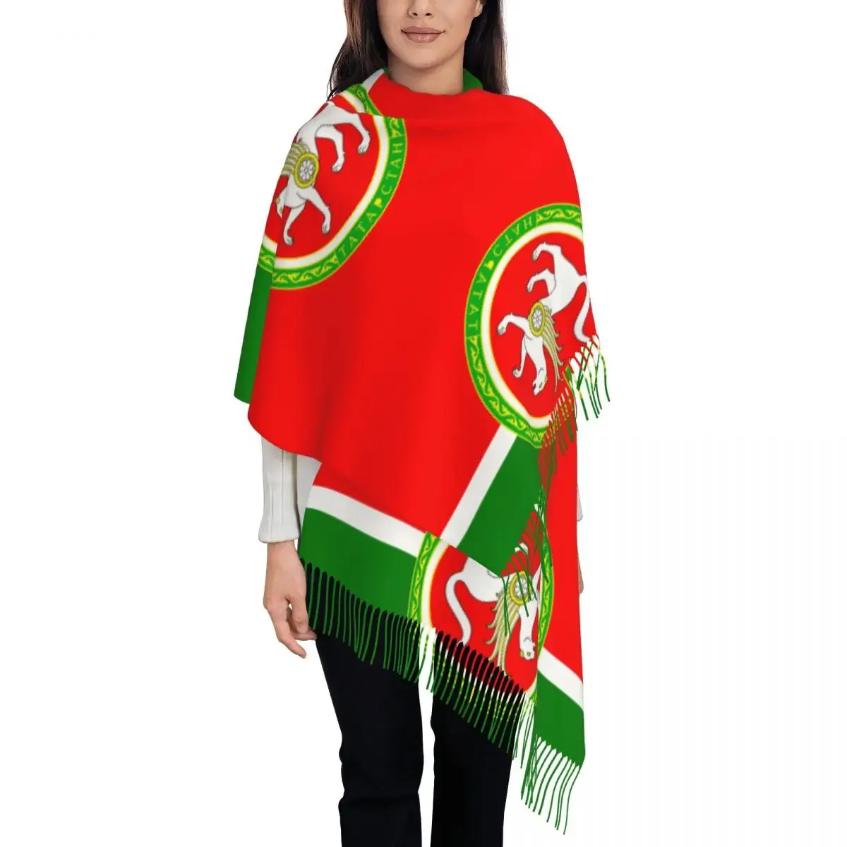 Tatarstan Flag Womens Warm Winter Infinity Scarves Set Blanket Scarf Pure Color