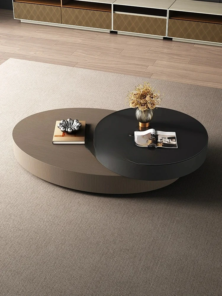 

Italian minimalist oval rotating coffee table modern simple light luxury