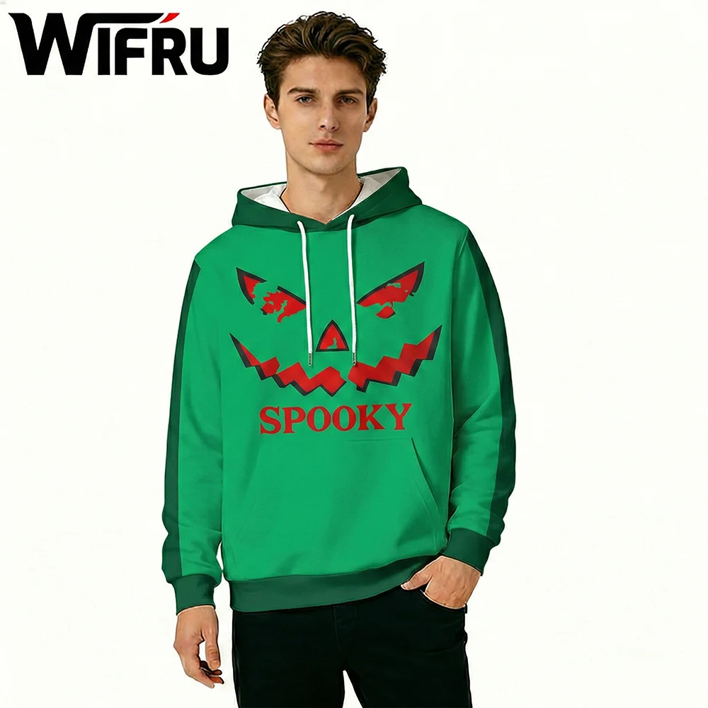 

Autumn And Winter Halloween Horror Pumpkin Face Hoodie Wifru New Party Role Play Costume Unisex Super Loose Warm Sweatshirt
