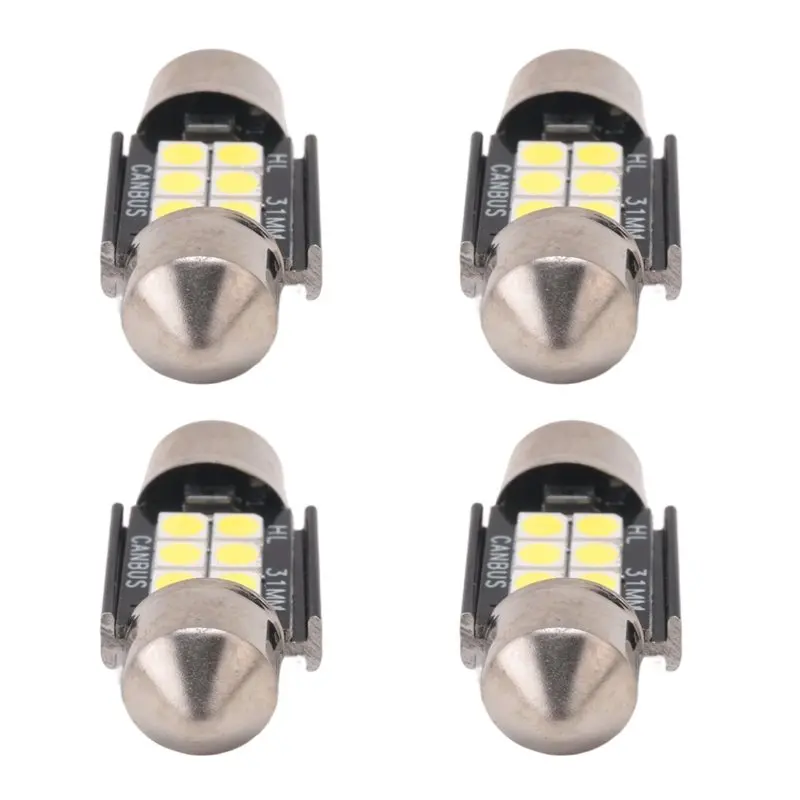 TFTP-LED Bulbs 400 Lumens Black For Interior Car Lights License Plate Dome Map Door Courtesy 31Mm Festoon De3175 6428 Xenon Whit