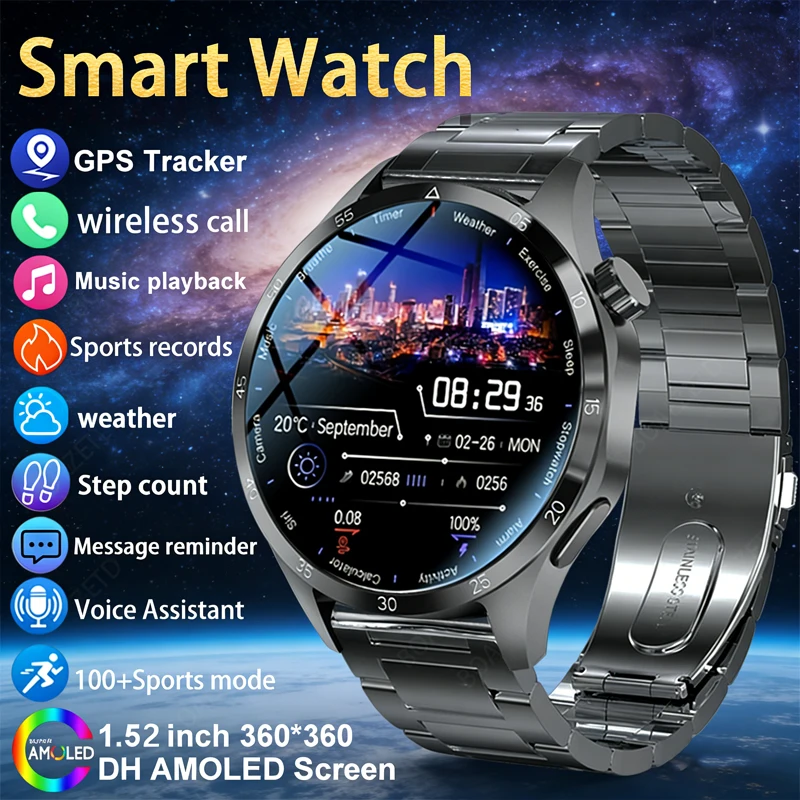 

2026 New Watch 5PRO GPS NFC Smartwatch Men 360*360 AMOLED HD Screen Bluetooth Call Waterproof Heart Rate Compass Men Smart Watch