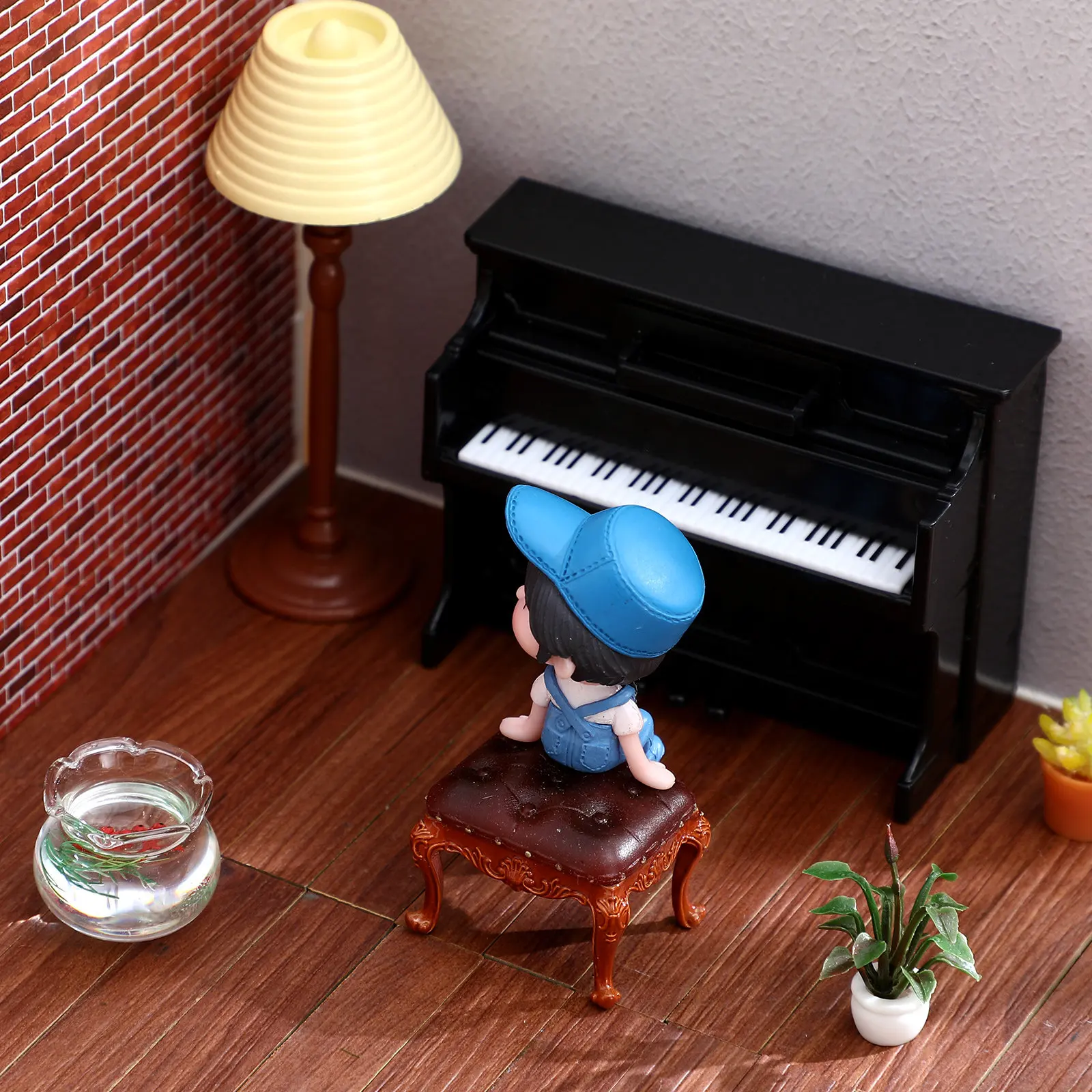 

40 шт. миниатюрных напольных плиток для кукольного домика, самоклеящиеся, под дерево, для декора моделей