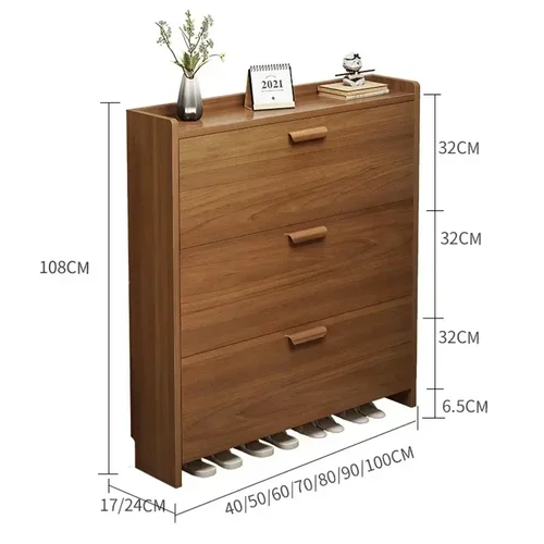 초박형 신발거치대 수직 폐쇄 신발 캐비닛, 공간 절약형 캐비닛, 나무 신발거치대 수납 정리함, 입구 신발 옷장 
