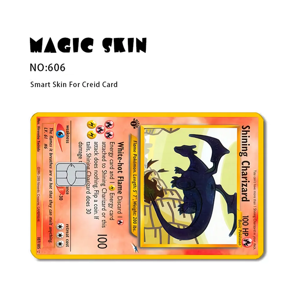 Pokemon Card Decals Credit Card Skin Stereo 2.5D HD Stickers Game Card Decal Card Film Skin Large Small Chip Waterproof Sticker