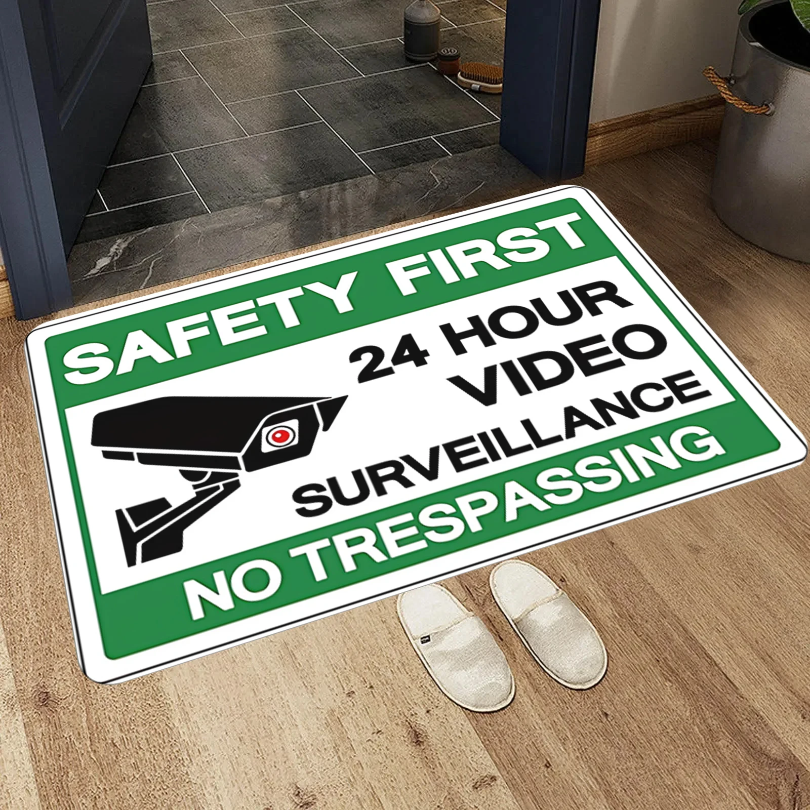 

Prevent theft and burglary Tiki 24 Hour Video Surveillance Rug - Safety Warning Decorative Mat for Hotel, Home Decoration Carpet