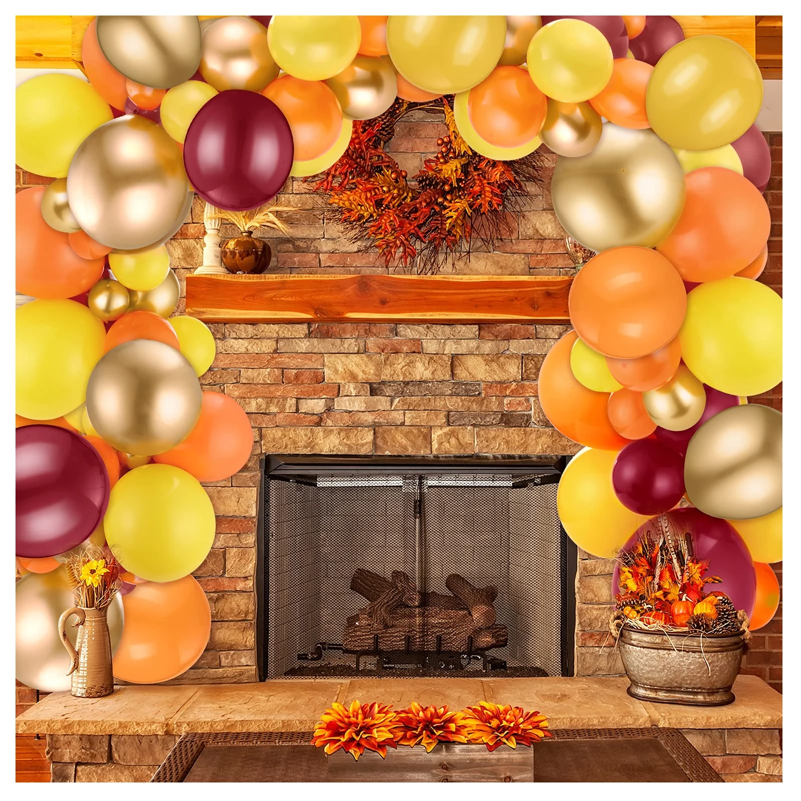 126pcs Orange Golden Balloons Autumn Thanksgiving Day Garland Arch Kit Autumn Wedding Engagement Birthday Fall Party Decoration