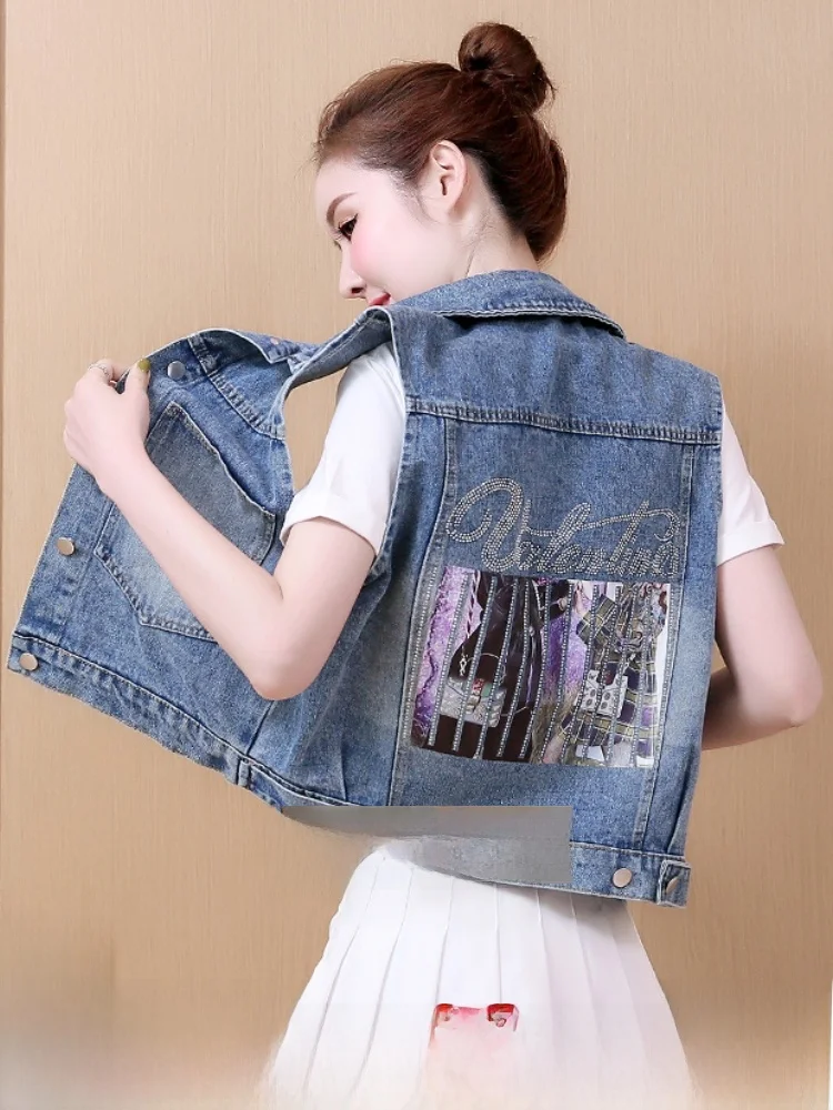 Women's Loose Casual Sleeveless Denim Vest Spring Autumn Style Tagkita Brand Commute Fashion Short Length Single Button