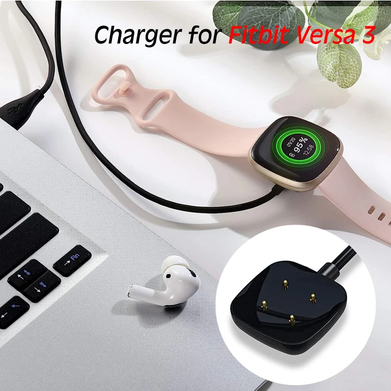 Für Fitbit Sense/Sense 2/Versa 4/Versa 3 Ladegerät, USB-Ladegerät, Smartwatch-Ladekabel, Ersatz-Ladegerät, 3,3 Fuß