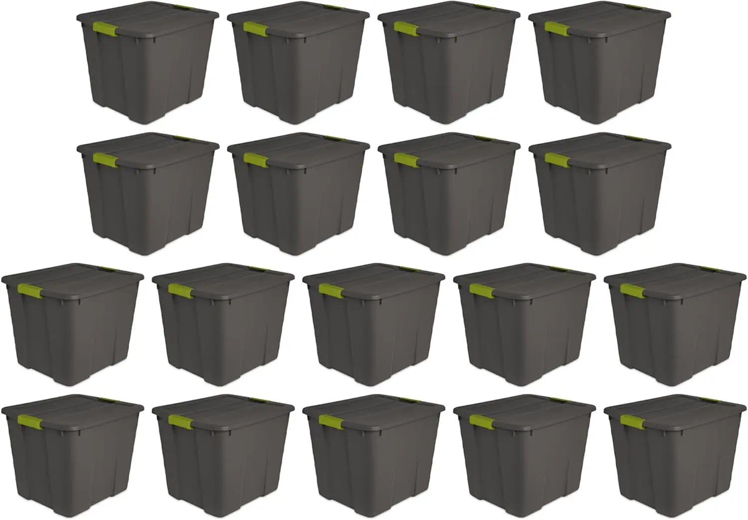 20 Gallon Stackable Plastic Storage Tote Container Bin with Latching Lid for Home and Garage Organization, Gray (18 Pack)