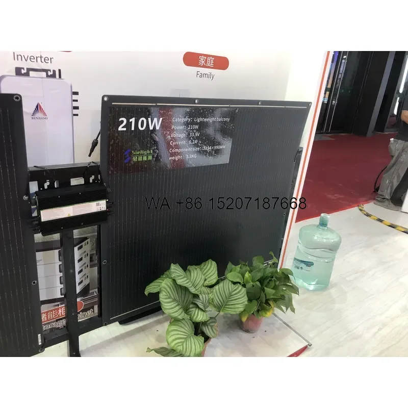 Wmwmnu for RENJIANG 210W 23% Efficiency Monocrystalline Silicon Flexible Portable Solar Panel IP65 Waterproof for Balcony