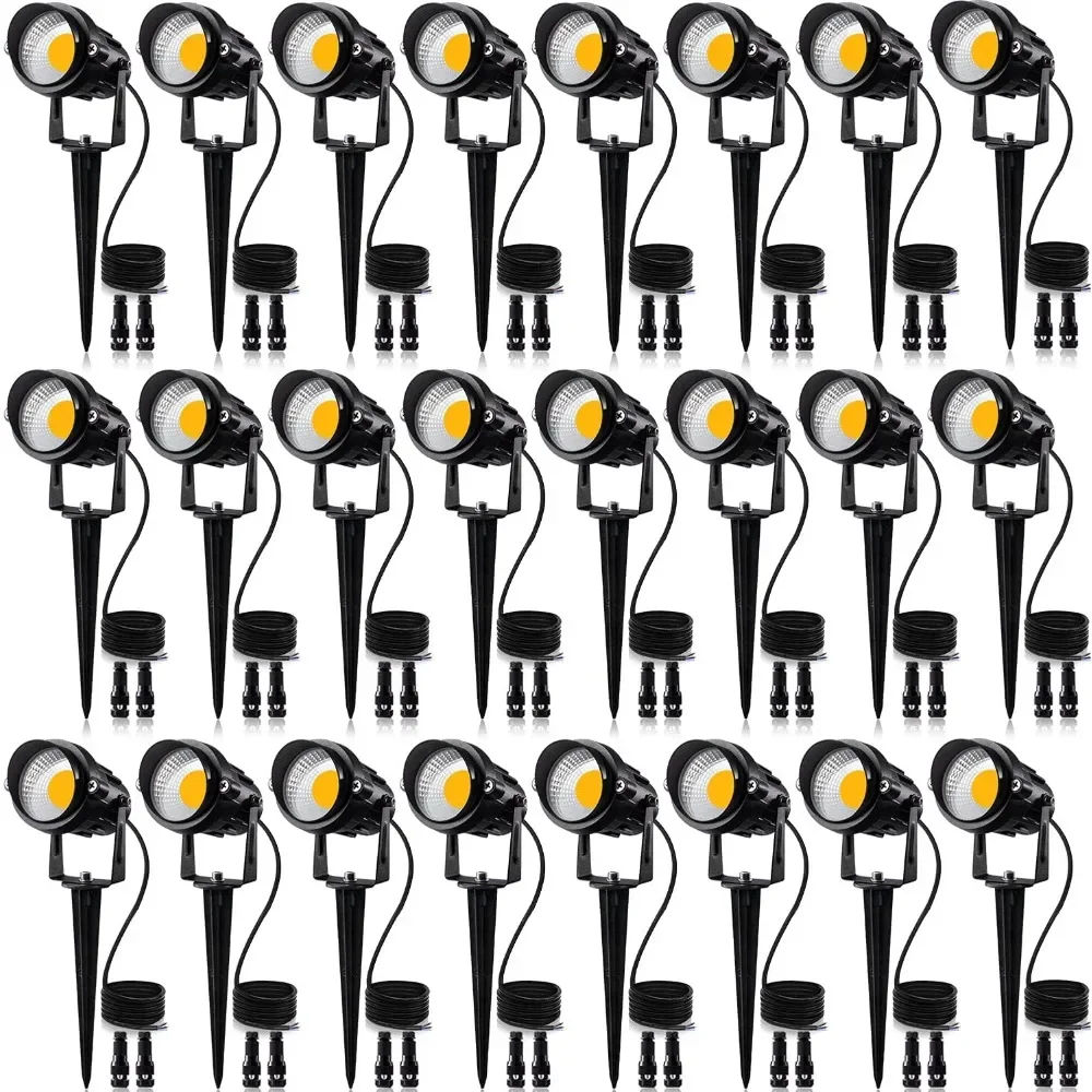 24 Pack Low Voltage Landscape Lights LED 12W Landscape Lighting with connectors  12V-24V Outdoor Spotlight IP65 Waterproof