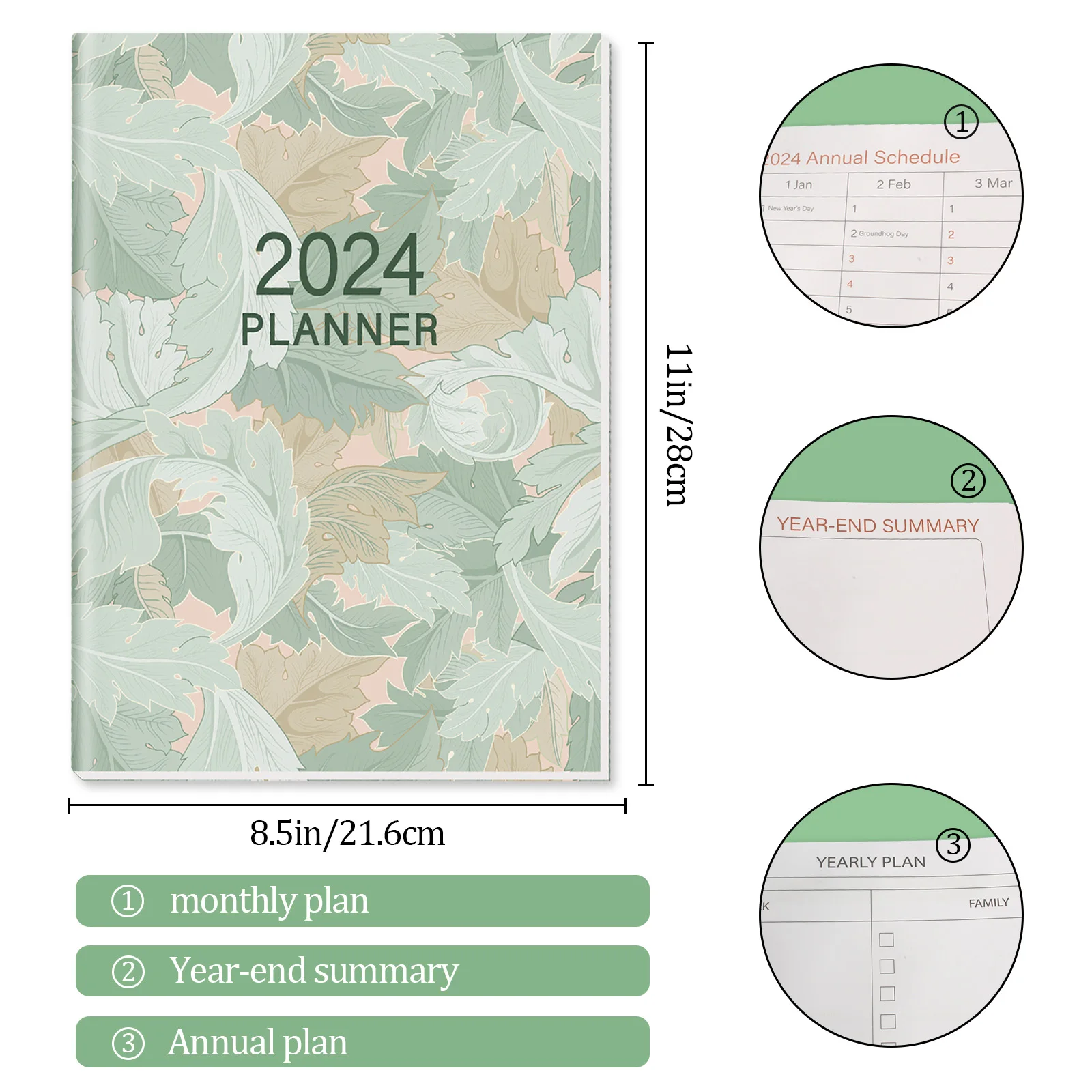 2024 Planner Notebook A5 School Agenda Plan Weekly Monthly Diary Organizer Schedule Calendars Writing