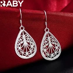 Selling Party 925 Sterling Silver Earrings for Women Fine Jewelry Valentine's Day Gift Romantic Carved Drop Shape