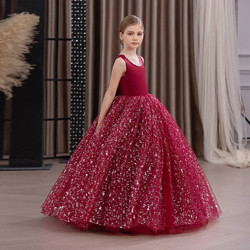 Girls Party Dress Wedding Elegant Girls Luxury Dresses Teenage Girls Graduation Ceremony Piano Perform Children Evening Gown