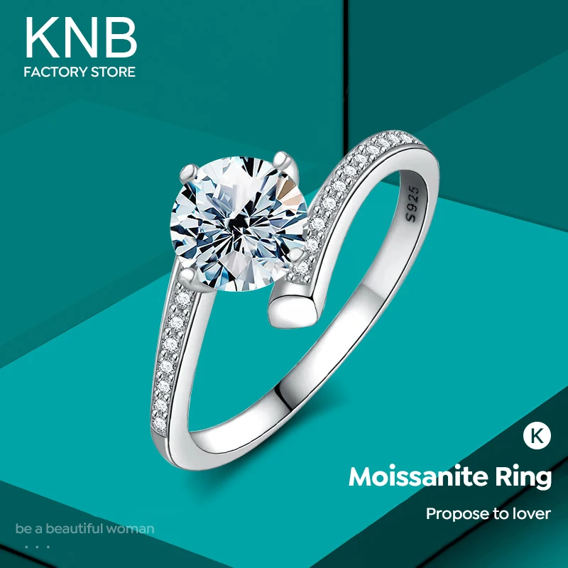 KNB Brilliant Certified 1CT Moissanite Diamond Engagement Rings For Women 925 Sterling Silver Wedding Gifts Luxury Fine Jewelry