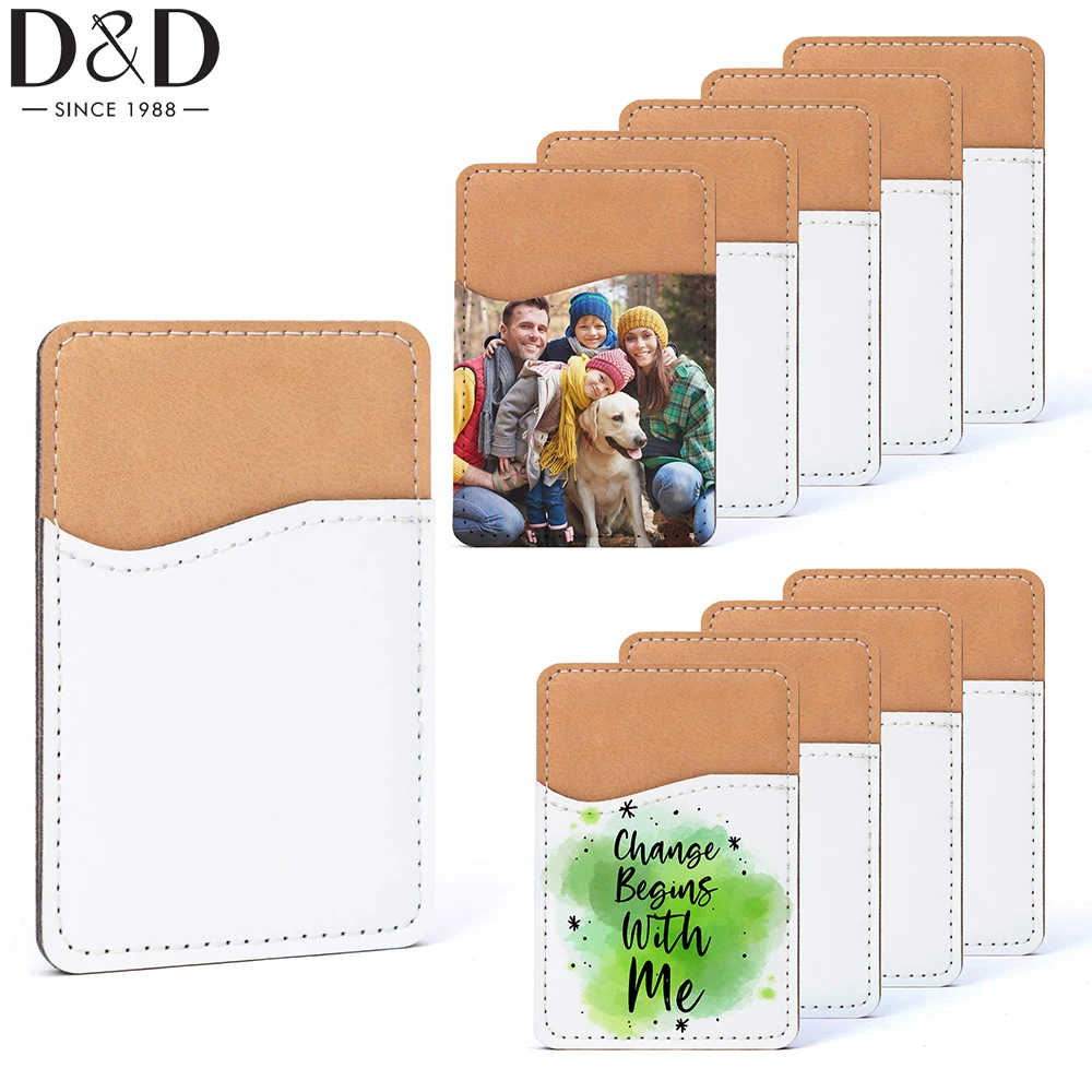 

D&D 10/5pcs Sublimation Blank Phone Wallet PU Leather Card Holder Pocket Adhesive Cell Phone Case Holder for DIY