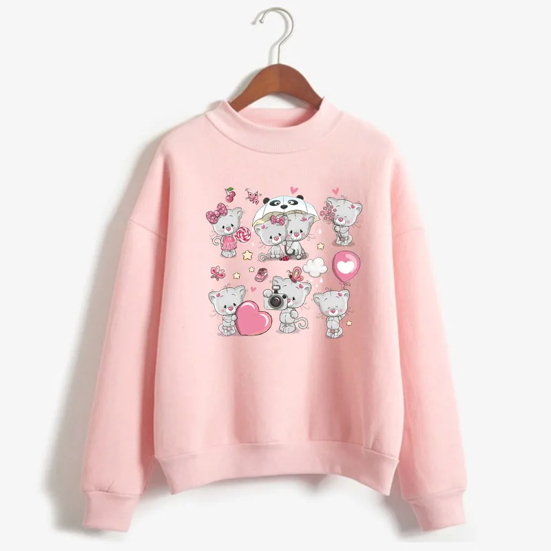 Leuke Dierlijke Grafische Print Vrouwen Sweatshirt Zoete Koreaanse O-hals Gebreide Trui Dikke Herfst Winter Candy Kleur Lady Kleding