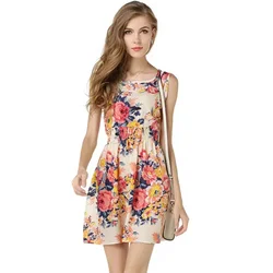 Casual Women Summer Beach Dress 2024 Femme Sexy Chiffon Florals Print Short Boho Dresses White Party Dress vestidos de mujer