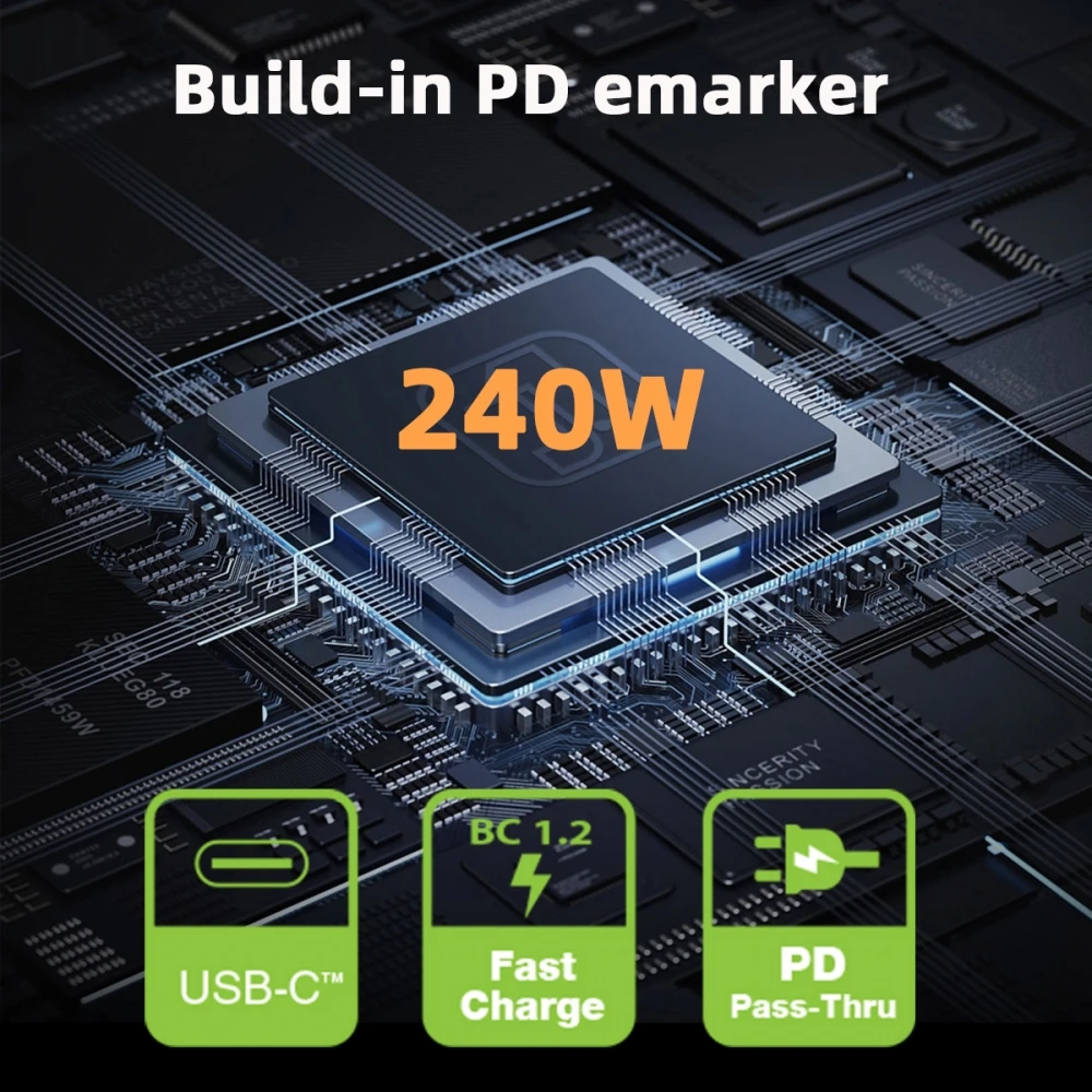 Adaptador USB4 conector Monitor extensor macho a hembra 240W 40Gbps transmisión bidireccional con pantalla inteligente LED