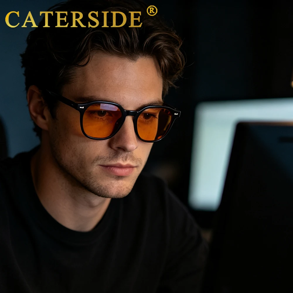 CATERSIDE Herren 99% Blaulichtfilter-Brille Tr-90 Quadratische Ar Anti-Reflexionsfolie Damen Business Casual Büro Gaming-Brille – Detail 3