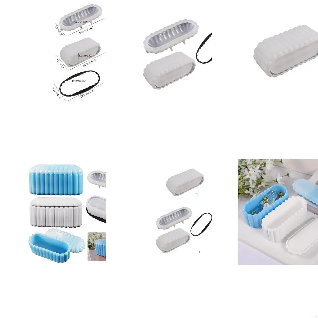 

Wave-Stripe Storage Box Resin Mold with Lids for Epoxy Casting,DIY Decoration Crafts Mold for Jewelry Trinket Container
