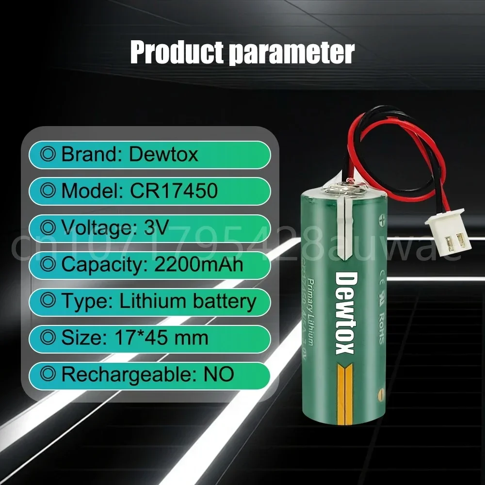 2PCS Original New CR17450 Lithium Manganese Battery 3V Water Meter Flow Meter PLC Battery With White Connector