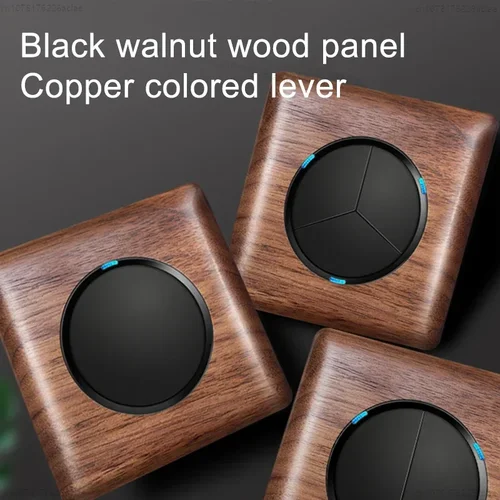 Interruptor de pared de madera maciza, Panel de luz táctil, estilo Retro, UE/Francia/Reino Unido, 1Gang, 2Gang, Control Dual