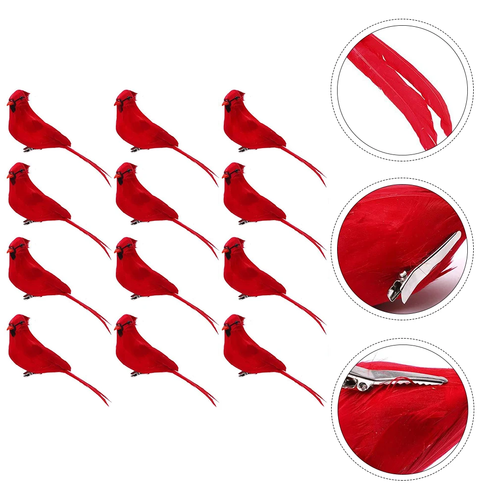 

12 Pcs Simulation Decorative Bird Decorations Craft Clip Ornaments Figurine Birds for Crafts