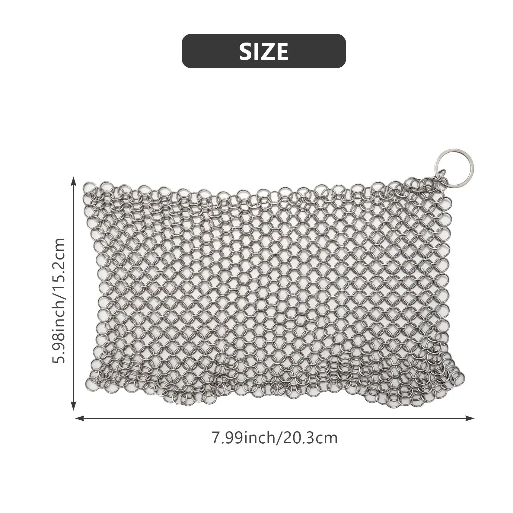 Cast Iron Cleaner -Premium 316 Stainless Steel Chainmail Scrubber , 8x6 Inch