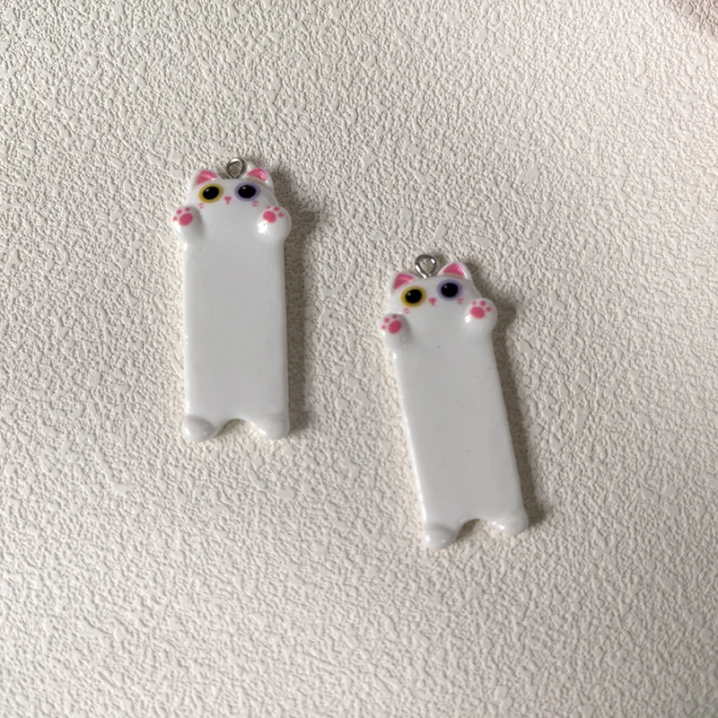 10Pcs Cute Long Cat Pendant for DIY Jewellery Making
