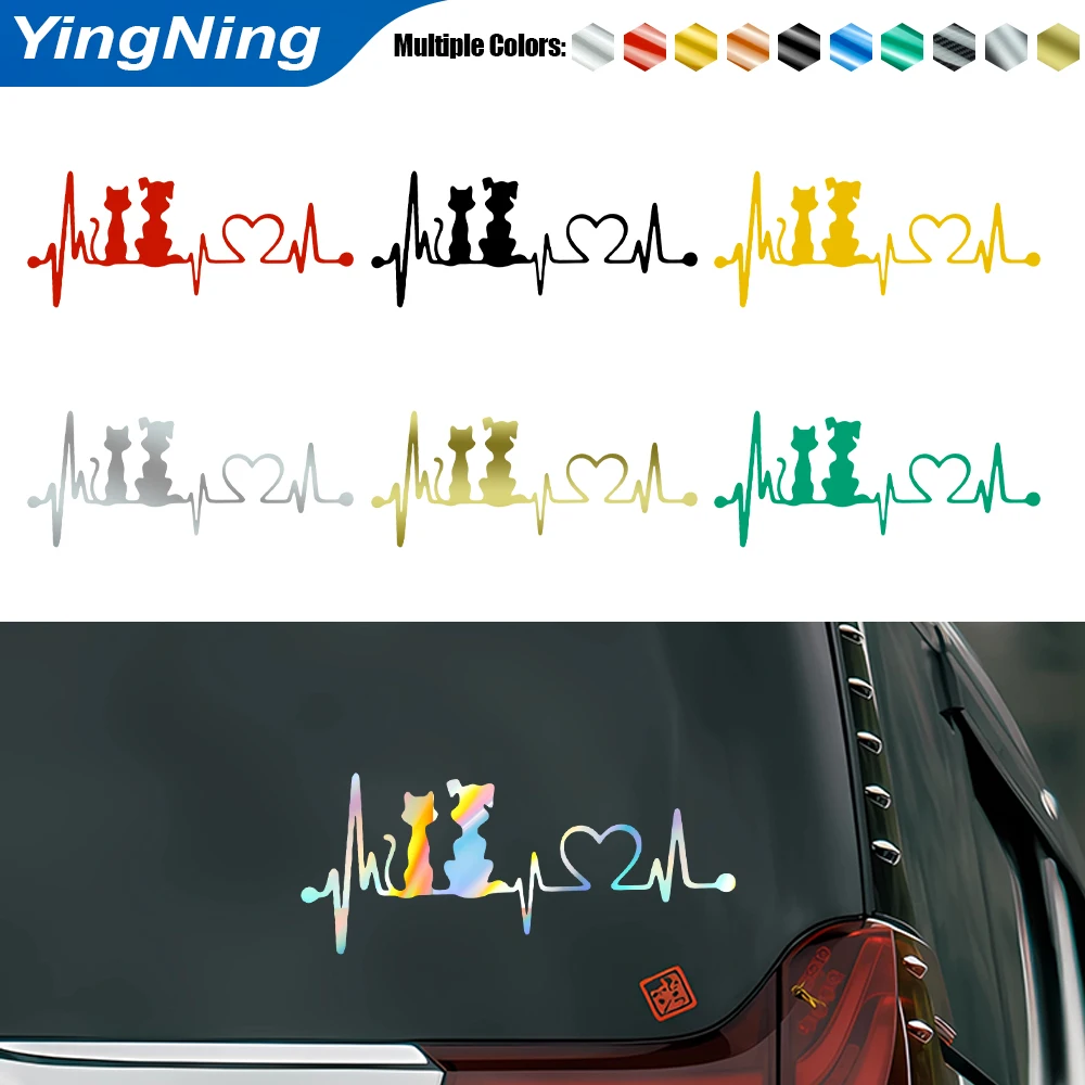 

Cat Dog Heartbeat Car Sticker EKG Lifeline Love Heart Vinyl Decal Waterproof Reflective Auto Window Bumper Laptop Decoration