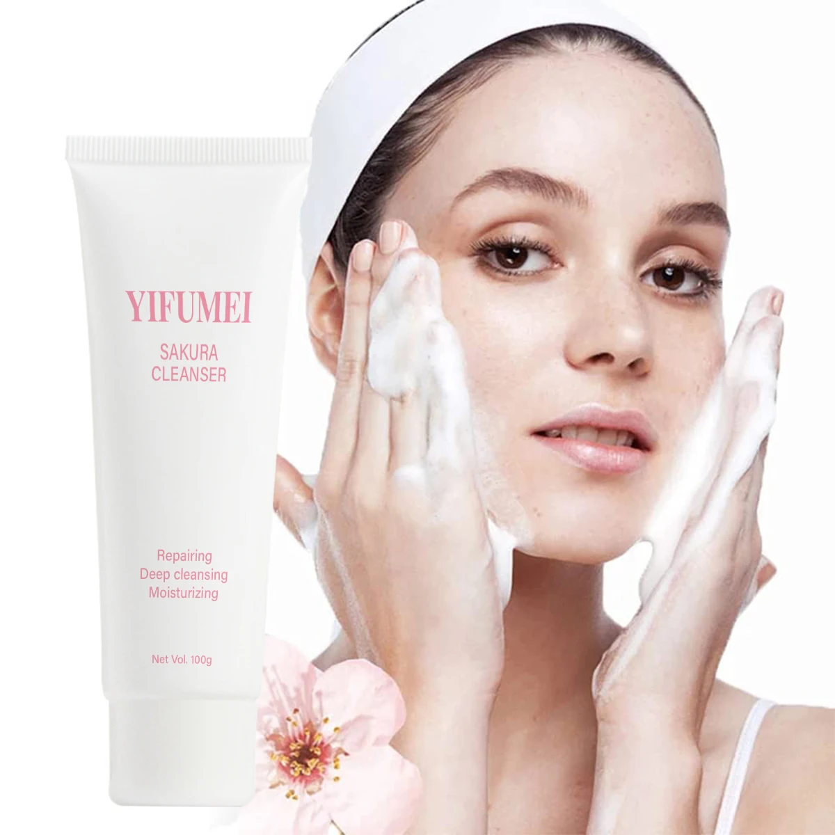 

Sakura Cleanser Face Wash Skin Repairing Deep Cleansing Pore Whitening Moisturizing Brightening Gentle for Facial Cleanser