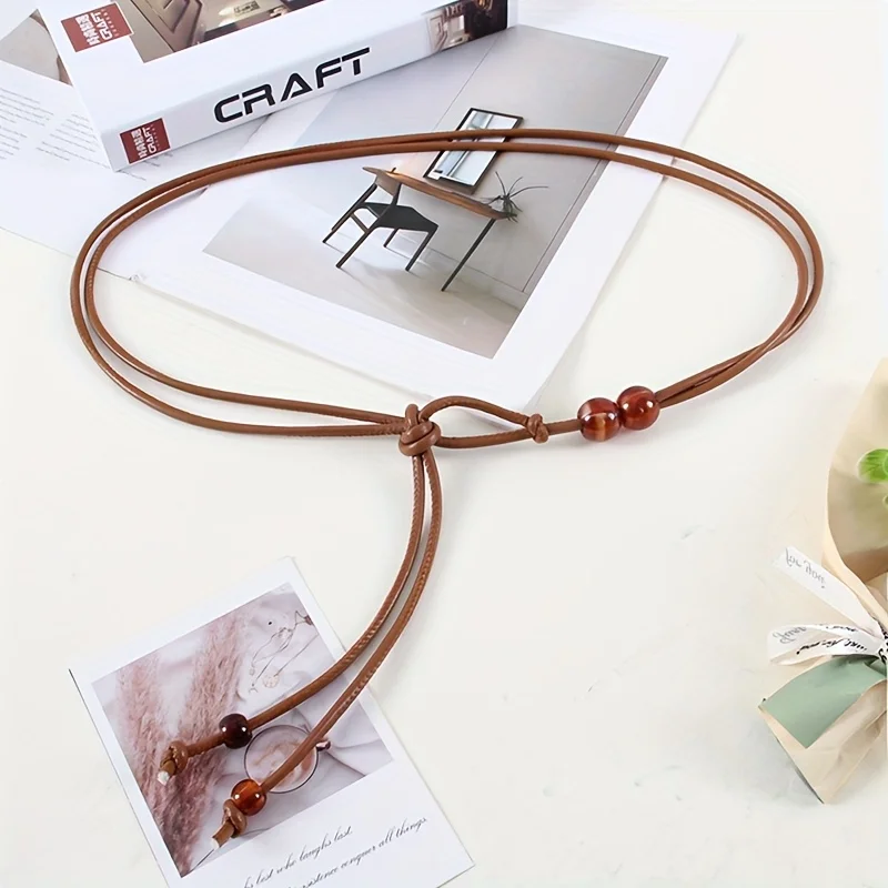 حزام خصر قابل للتعديل مستوحى من الطراز العتيق - تصميم مطرز باللون البني، وجذاب للفساتين، مثالي للمناسبات الرسمية