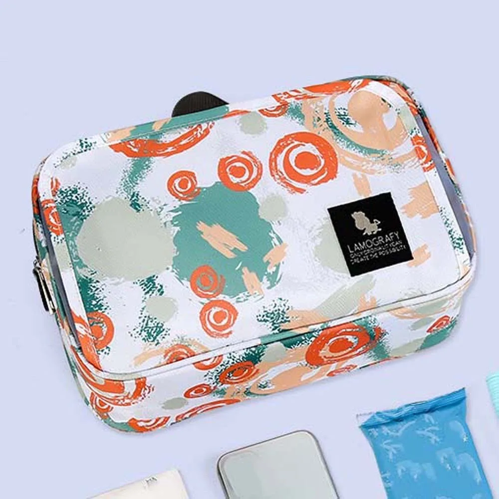 Tas Penyimpanan Popok Lembut Motif Kartun, Organizer Kereta Dorong Bayi Berbahan Nilon Tebal Berlapis, Kantong Anti Cipratan Air untuk Perlengkapan Rias Harian