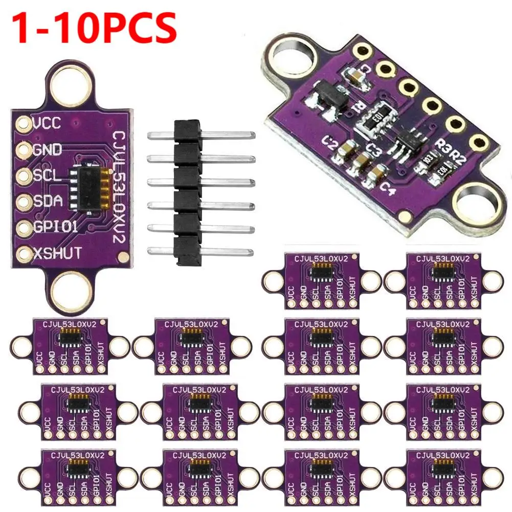 ToF 레이저 거리 센서 브레이크아웃, VL53L0X, 940nm GY-VL53L0XV2 레이저 거리 모듈, 핀이 있는 I2C IIC, 1-10 개