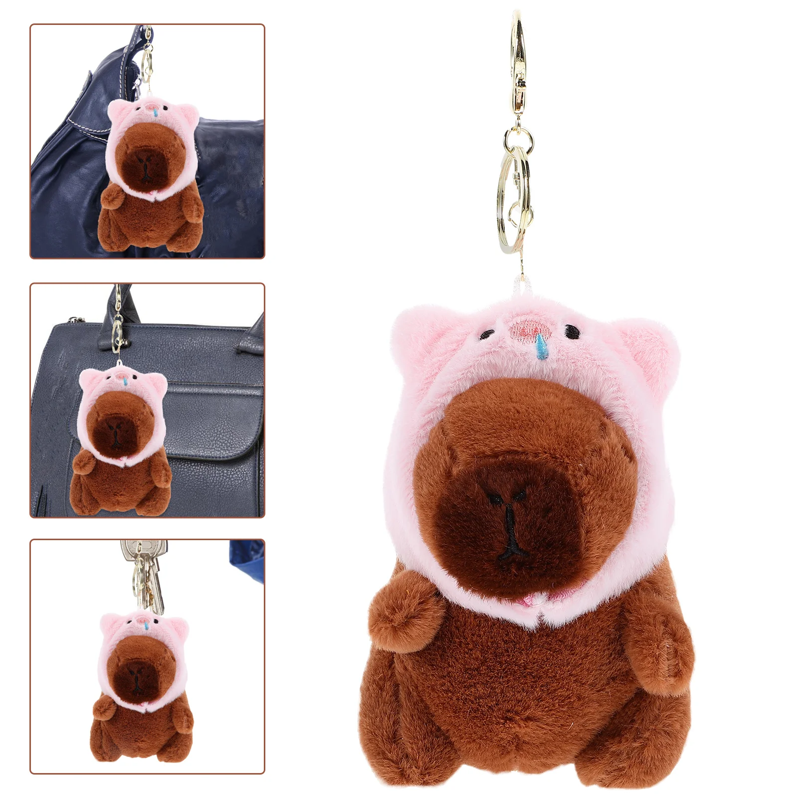 Capybara Keychain Chains Rings for Car Keys Fluffy Plush Keyring Bag Pendant Decorate Cute