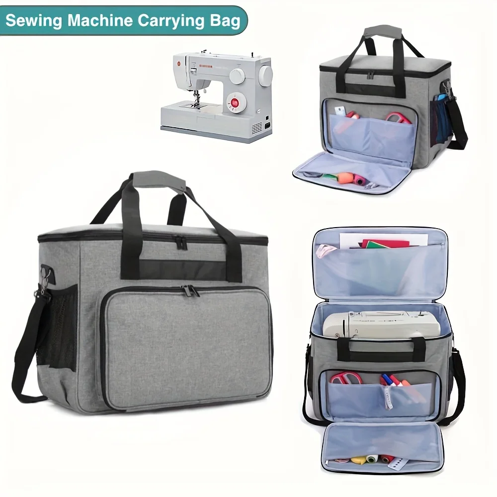 Premium Sewing Machine Carrying Case - Padded Storage Bag with Multiple Pockets & Accessory Organizer - Stylish Travel Tote