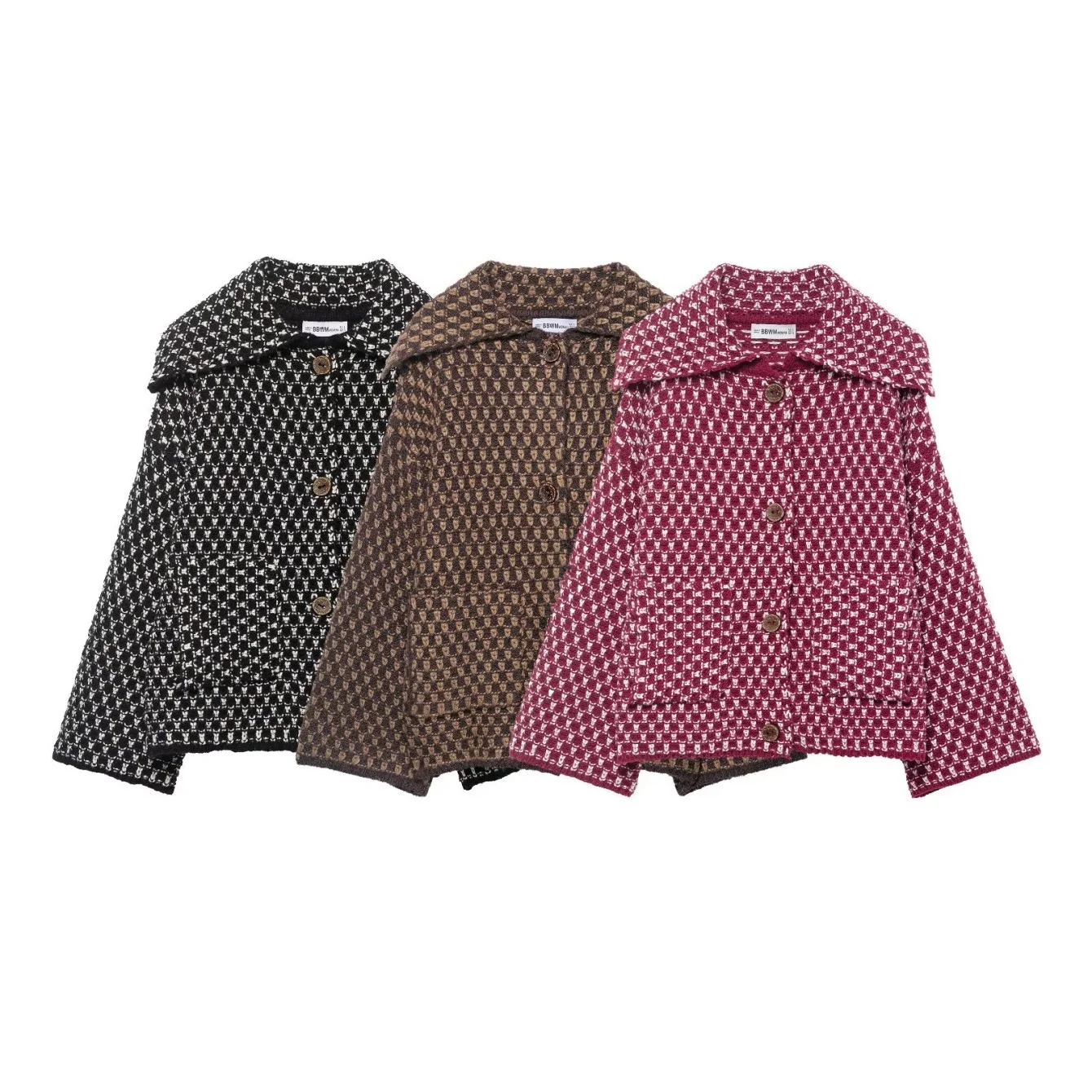 

Women's Autumn Winter Loose Thousand Bird Grid Sweater Coat Female Single-Breasted Casual Knitted Cardigan Jacket 2025 New