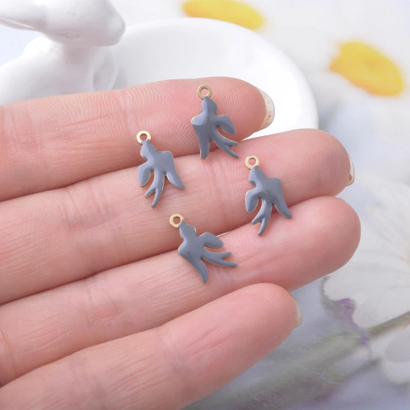 20 Stück, beidseitig emailliert, kleine Friedenstauten-Anhänger, tropfende Öl-Vögel, Schwalben, Ohranhänger, Halskette, Armband, Schmuckdekor – Detail 4