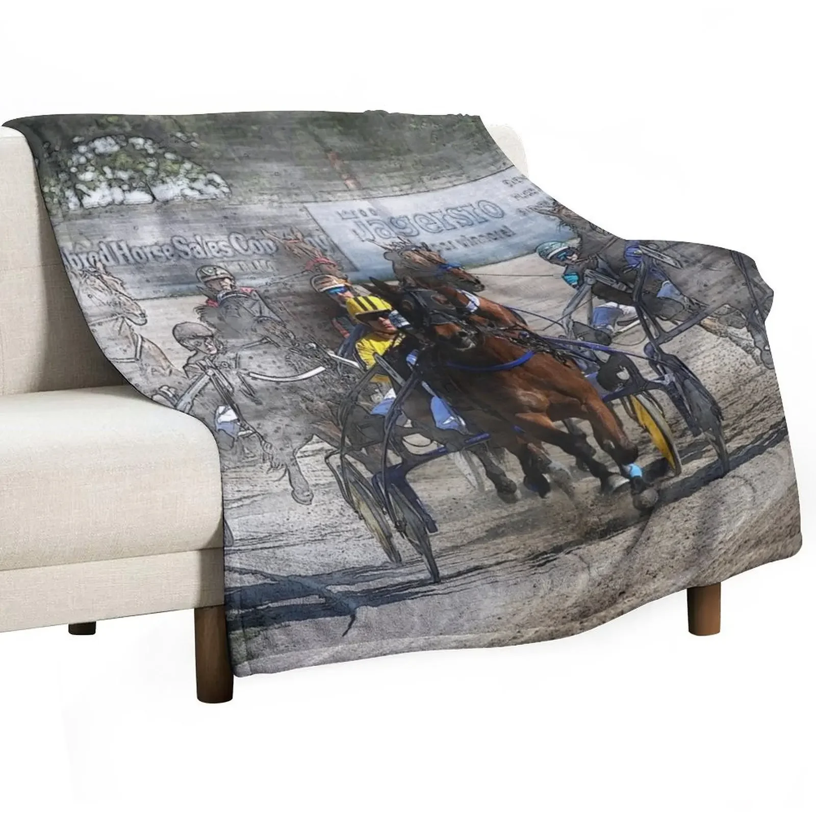 

harness horse cart racing - Pencil, Original Throw Blanket Sleeping Bag Stuffeds Blankets