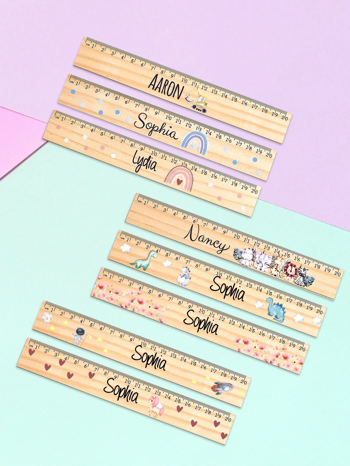 1pc Personalized Wooden Name Ruler Custom Engraved Wood Measuring Ruler Student School Supplies Back to School Gift Classroom