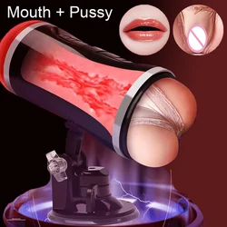 Automatic Male Masturbator Cup Real Vagina Mouth Oral Sucking 7 Vibrating 3D Pocket Pussy Blowjob Stroker Sex Toys for Men