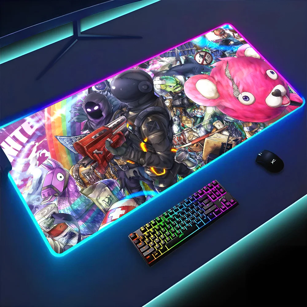 1pc F-Fortnite-e Game XXL RGB Gaming Mouse Pads HD Black Gamer Accessories Large LED